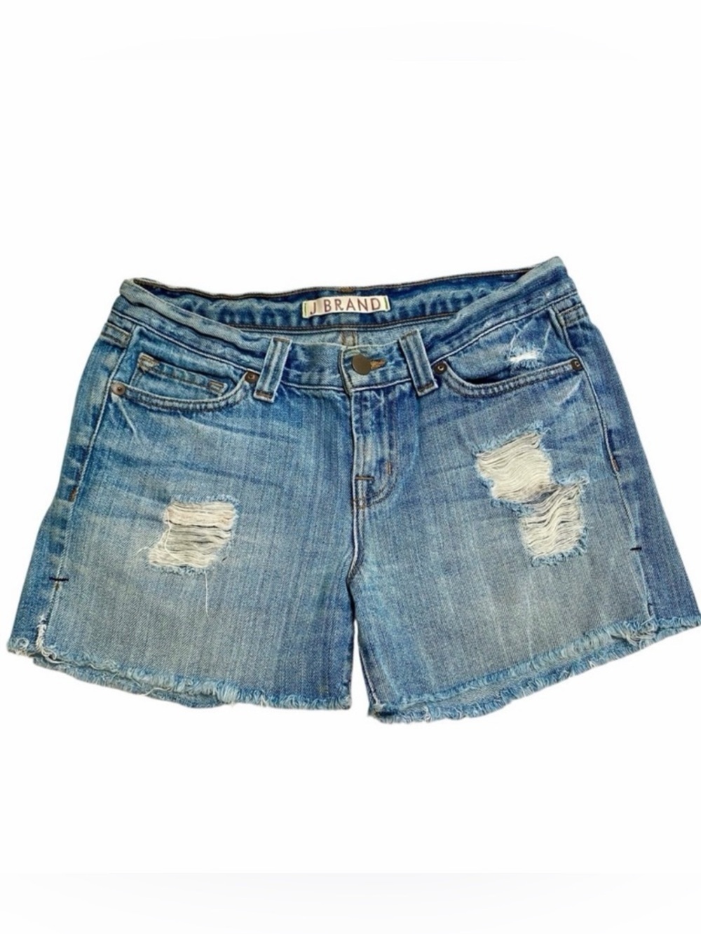 J Brand Distressed Cutoff Denim Shorts Raw Hem Festival Size 25